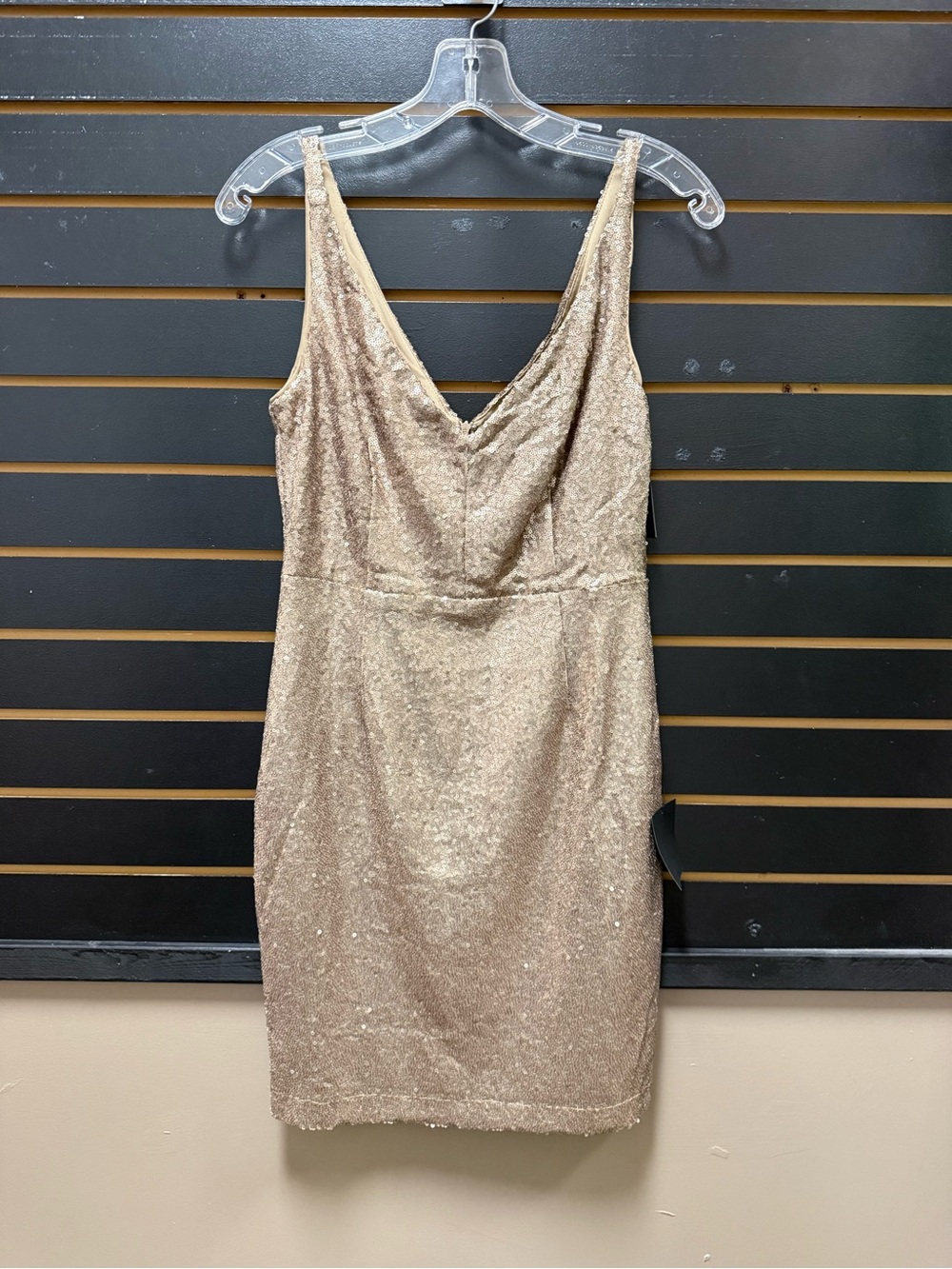 Lulus NWT Champagne Showers Matte Bronze Sequin Bodycon Dress M